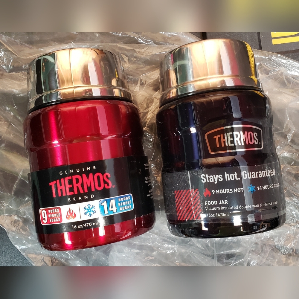 2 Brand New 16oz Thermos Red & Black
